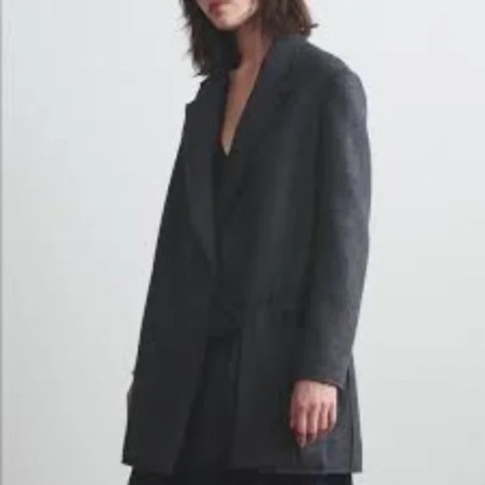 Thakoon Charcoal Virgin Wool Wrap Tie Jacket Coat Medium